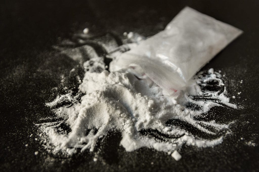 Cocaine in powder form