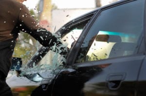 breaking windshield of a car